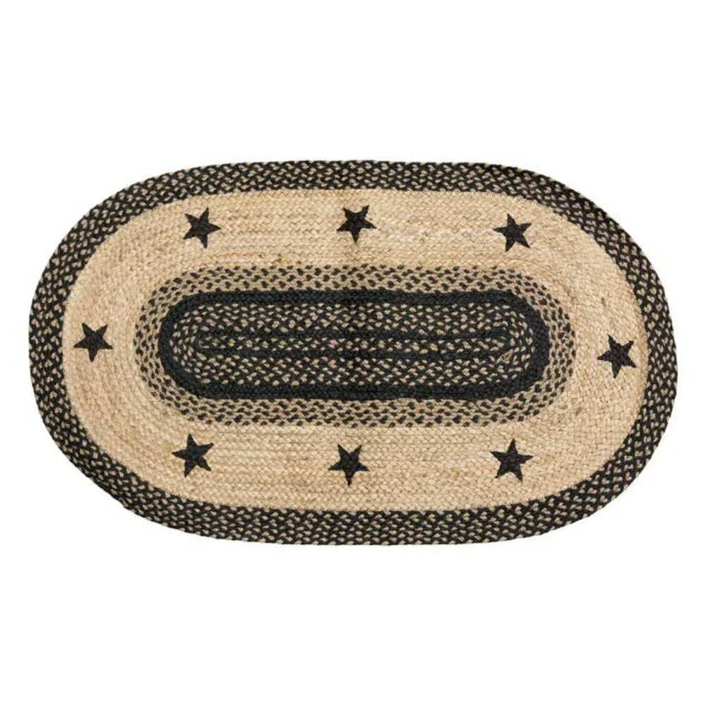 New Country Black Star woven Rug - 48 inch